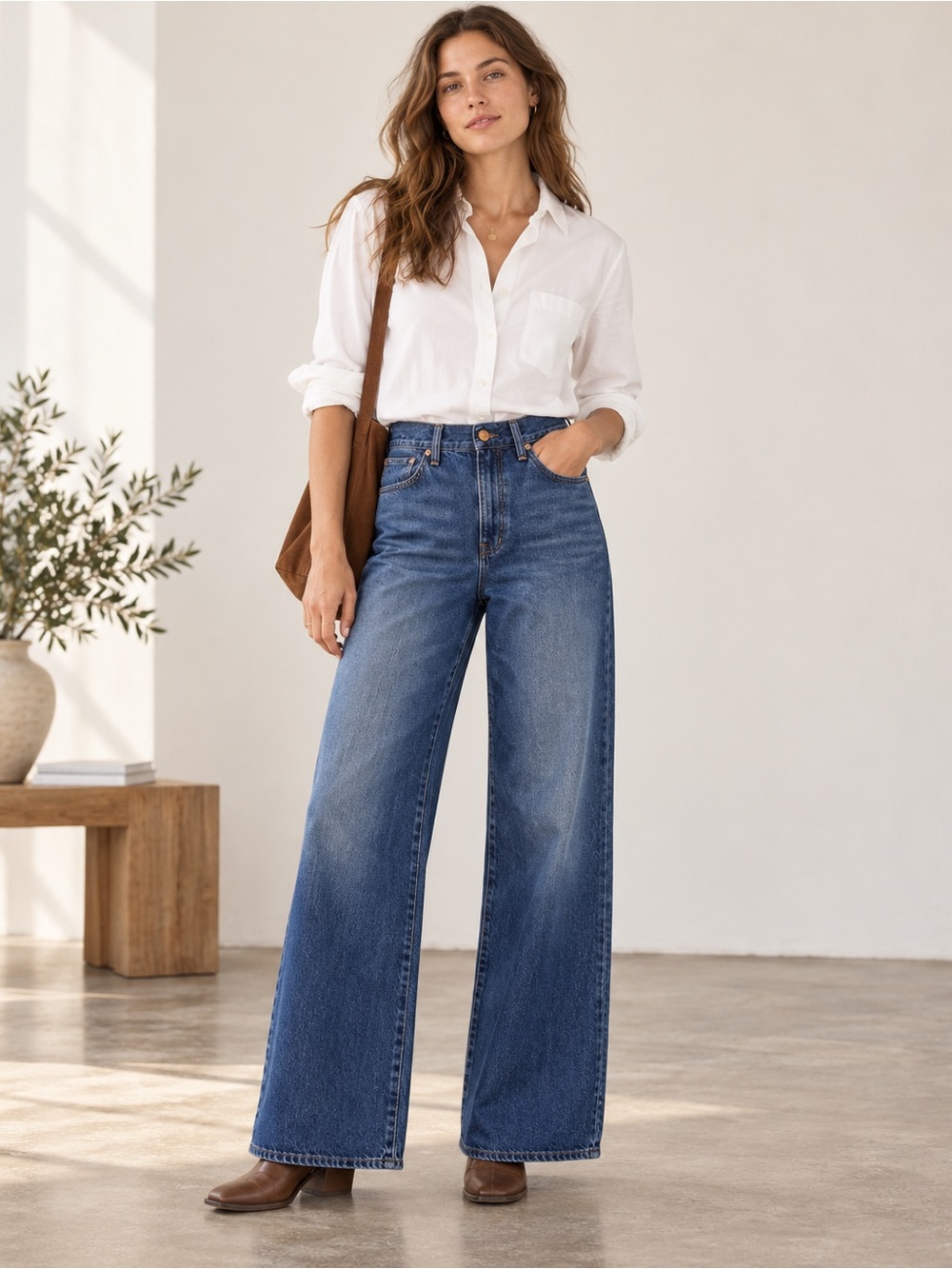 Madewell Jeans Womens Size 30 Dark Wash Blue Superwide Wide-Leg Relaxed